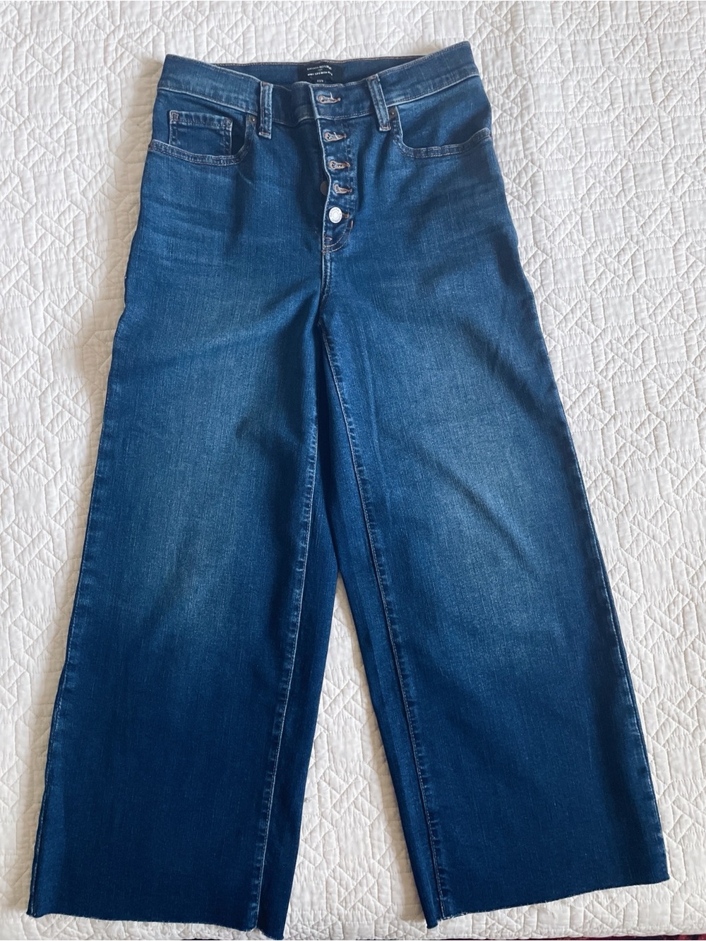 Wide-leg High Rise Cropped Jeans Dark Wash